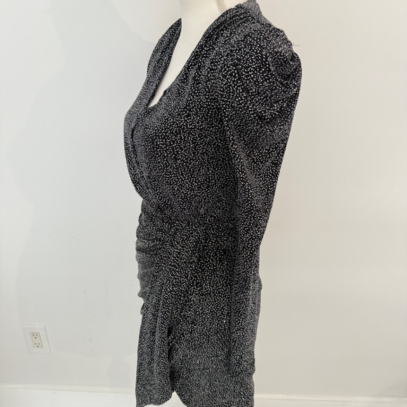 Jonathan Simkhai Black Glitter Jersey Deep V Neck Mini Dress Evening Cocktail - Picture 3 of 7